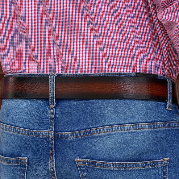 Genuine Leather Belt  For Men - Burnt Maroon Full Grain  - Free Personalization - Picture 11 of 15